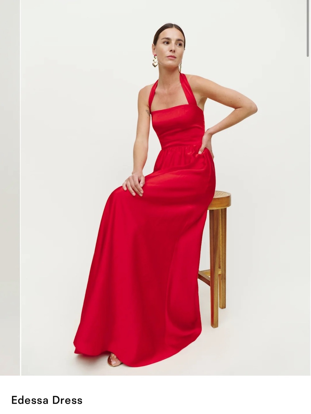 Reformation Edessa Halter Red Maxi Dress size 6